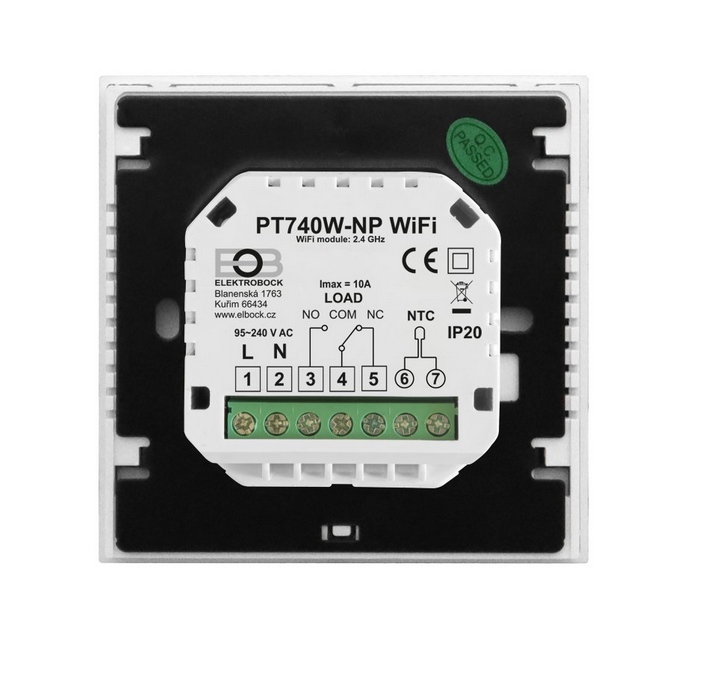 Nástený SMART WiFi termostat PT740W - Spínací prvok: RELE 16A
