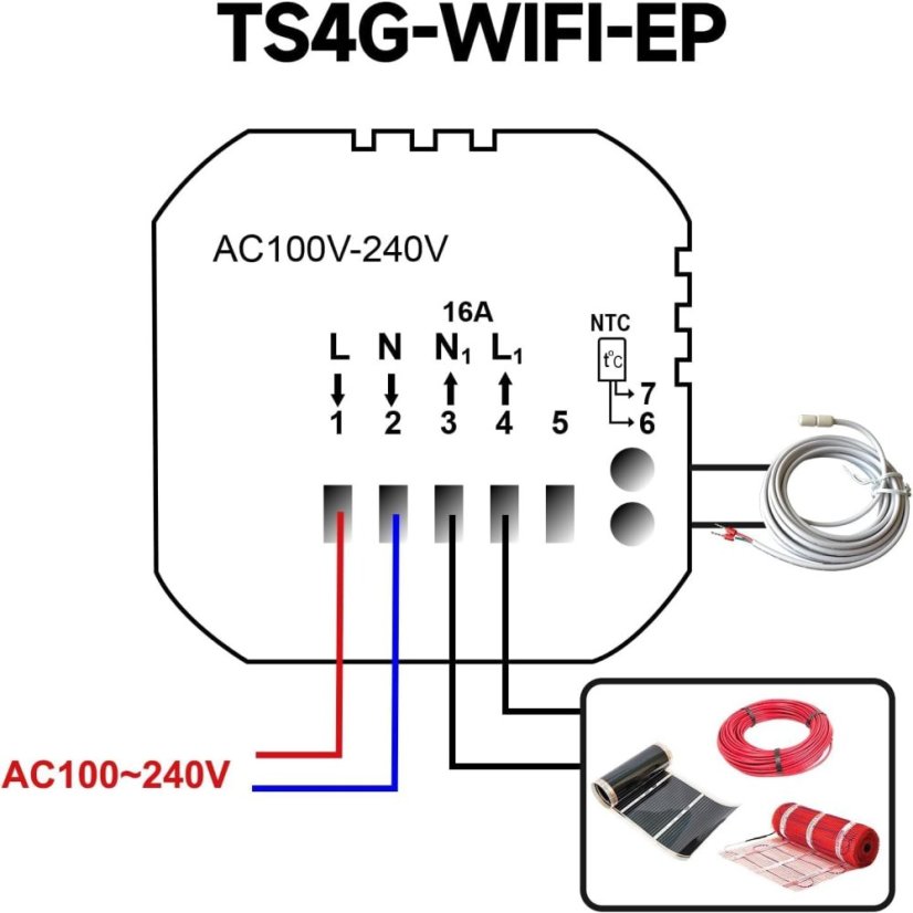 Nástenný SMART WIFI termostat TS4G