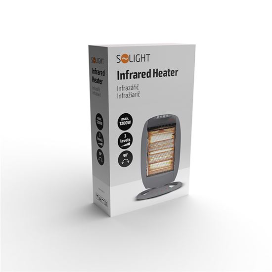 Prenosný SOLIGHT infražiarič - 1200 W, 3 nastaviteľné úrovne vykurovania