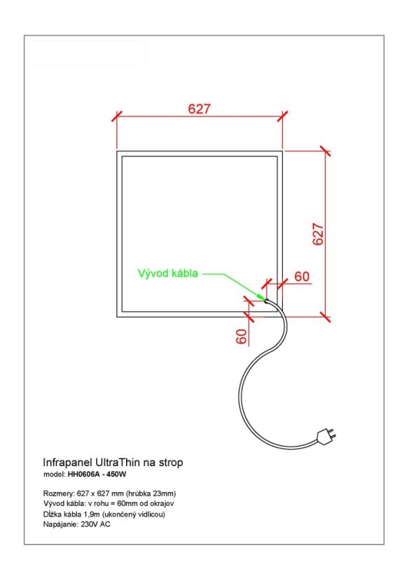 Stropný infrapanel UltraTHIN 450W (63x63cm)