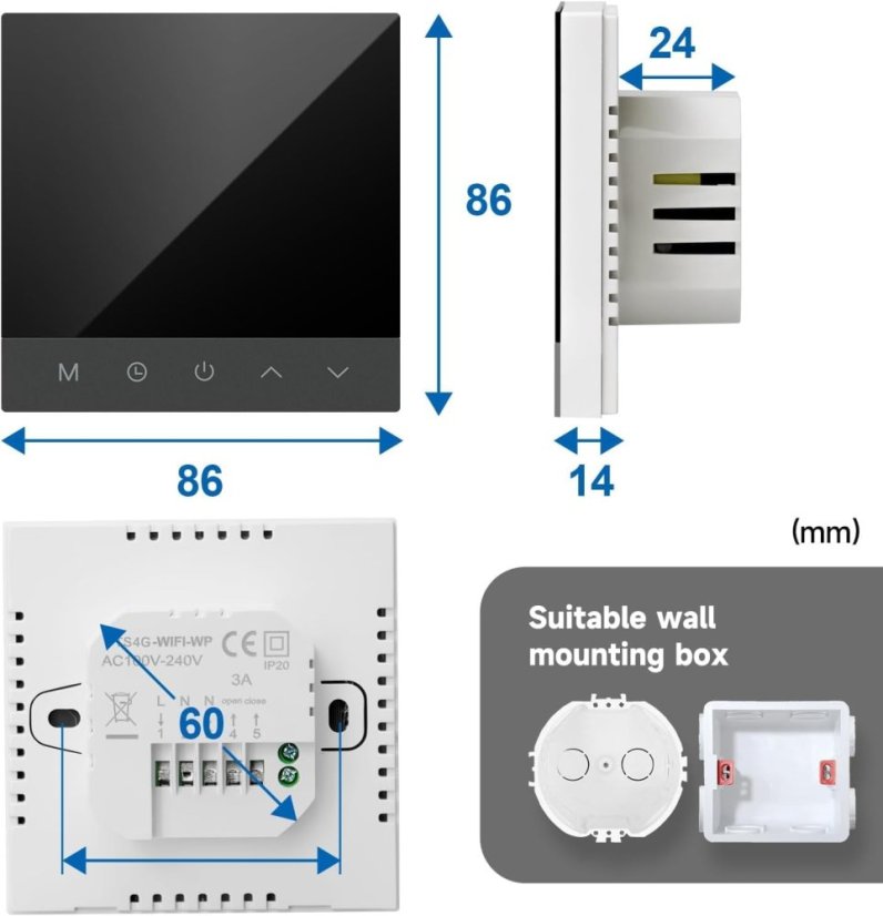 Nástenný SMART WIFI termostat TS4G