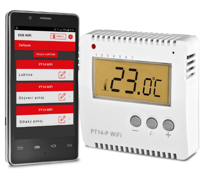 Priestorový WiFi termostat PT14-P WiFi