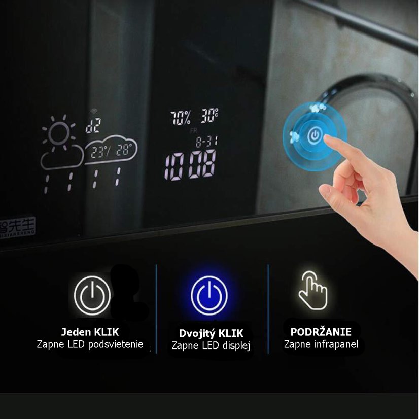 SMART zrkadlo 350W (100x60cm) + WIFI TERMOSTAT