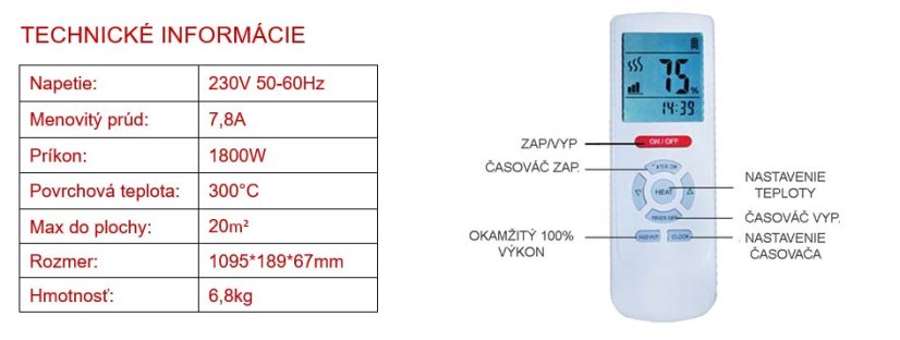 Infražiarič WN 1800 - Variant: Bez diaľkového ovládača