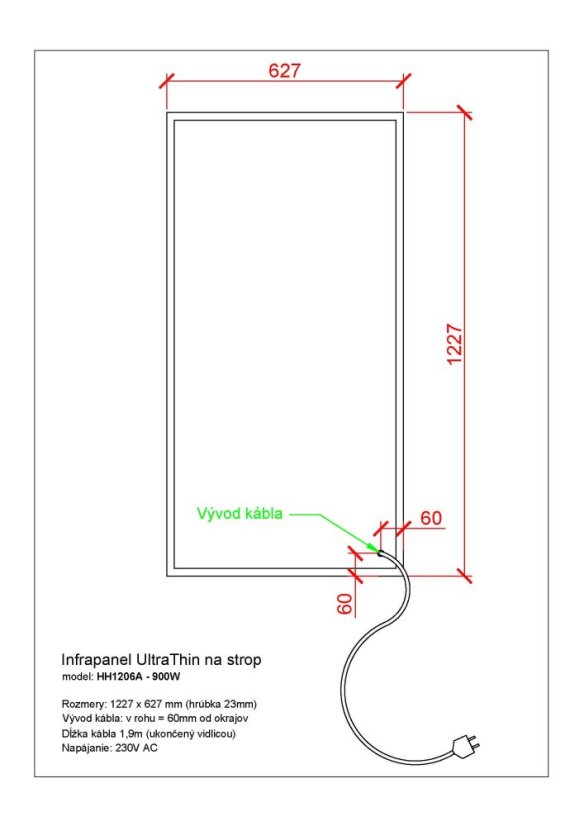 Stropný infrapanel UltraTHIN 900W (123x63cm)
